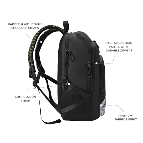 Gear Cosmonaut 3 Compartment Backpack 17"/30L Medium Water Resistant School Bag/Casual 3 Compartment Backpack/Daypack/Kids Bag for Boys/Girls (Black-White) - Image 3