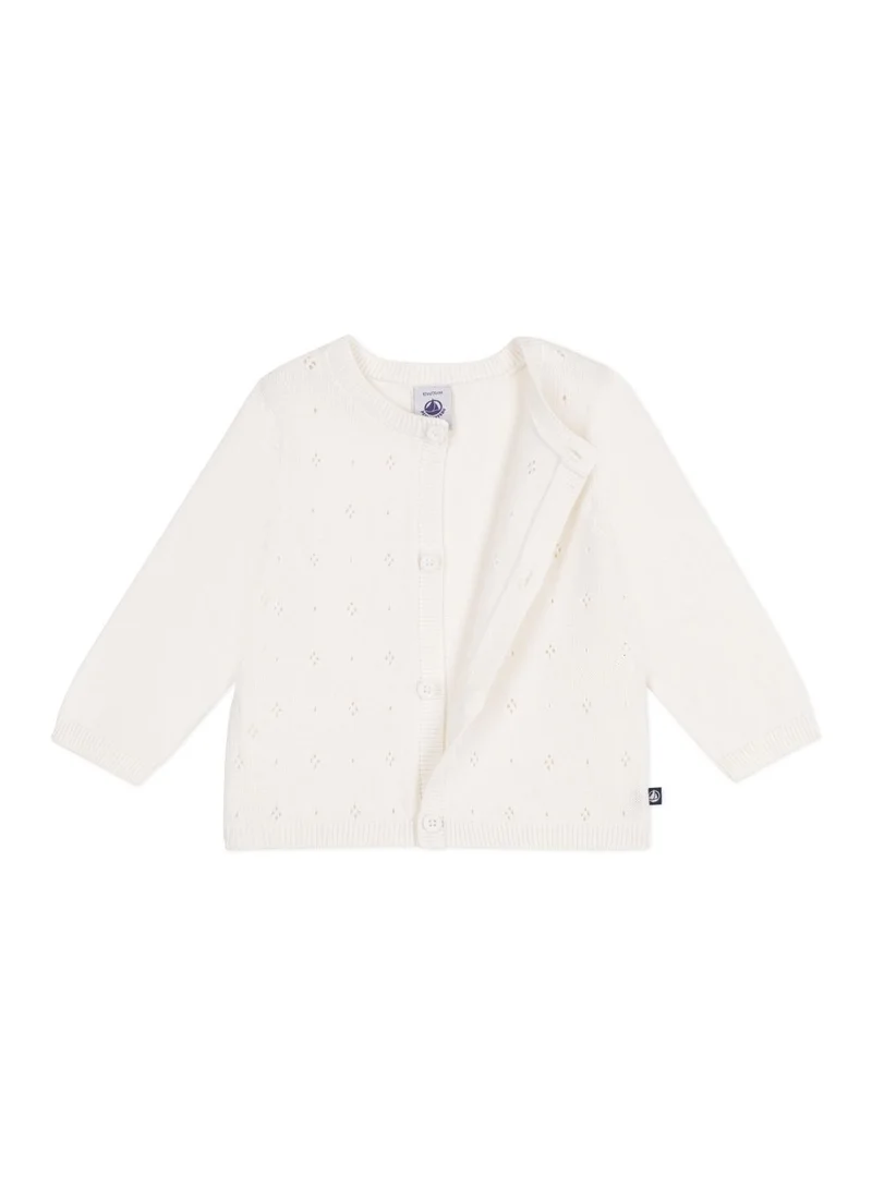 Petit Bateau Babies' cotton cardigan in a decorative stitch