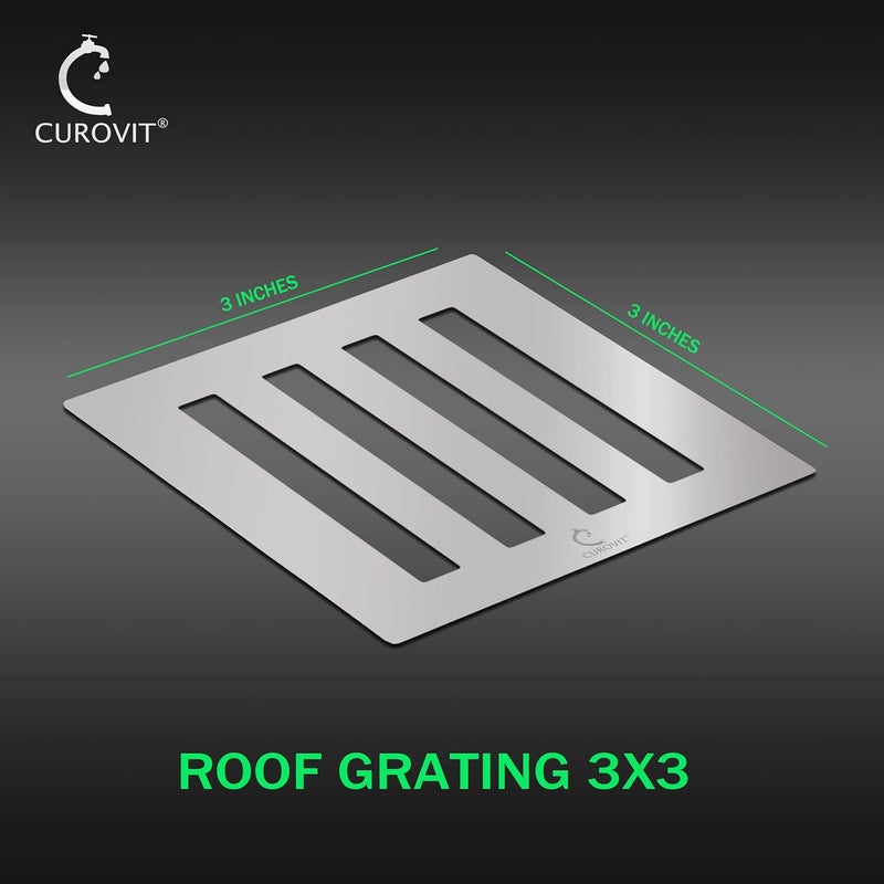 CUROVIT CUROVIT Stainless Steel Drain Strainer 3x3 Chrome Finish Without Frame Jali for Roof Balcony Pool Area Roof Model Square in Shape  - Image 2