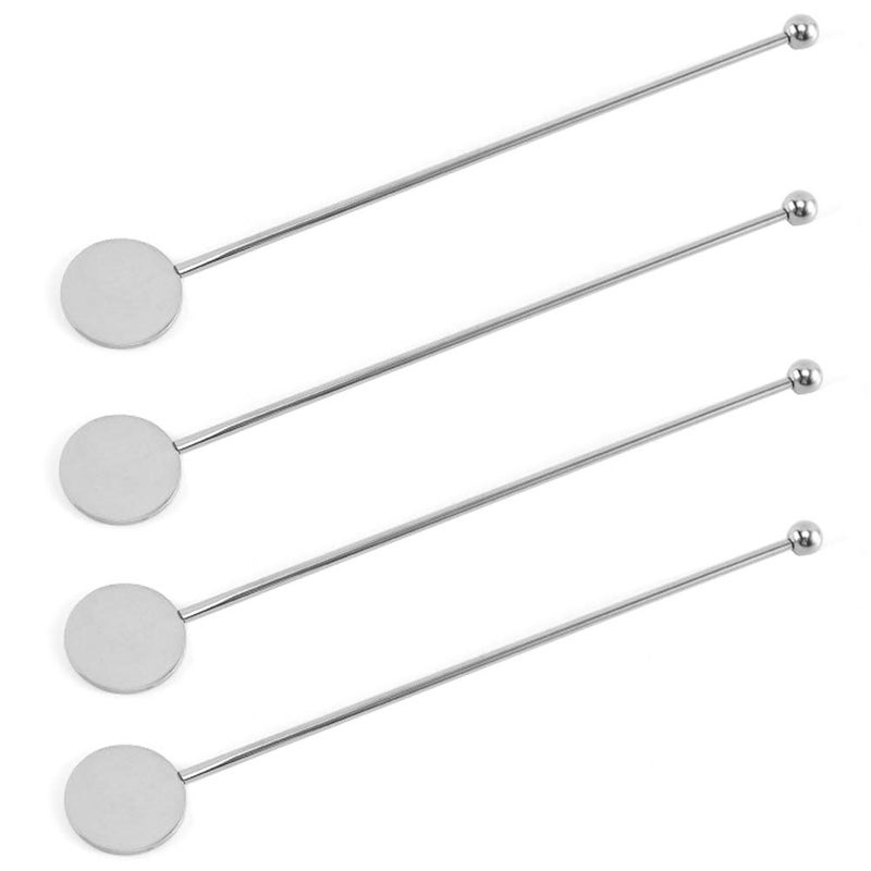 lasenersm 4 Pieces Coffee Stirrers Swizzle Sticks Stainless Steel Coffee Beverage Stirrers Stir Cocktail Drink Swizzle Stick with Small Rectangular Paddles, Silver - Image 1
