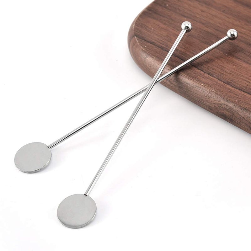 lasenersm 4 Pieces Coffee Stirrers Swizzle Sticks Stainless Steel Coffee Beverage Stirrers Stir Cocktail Drink Swizzle Stick with Small Rectangular Paddles, Silver - Image 3