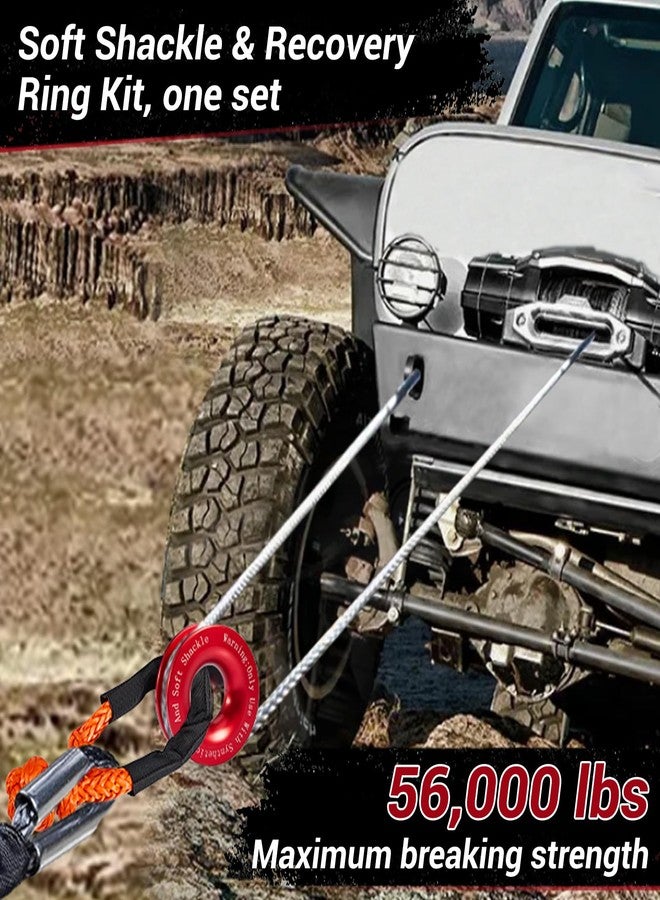 Gedlex Soft Shackle & Recovery Ring Set 2pcs 1/2"x22" Synthetic Winch Rope 56,000lbs Breaking Strength, 1pcs Ring for ATV UTV SUV Truck Offroad Vehicle Orange - Image 5