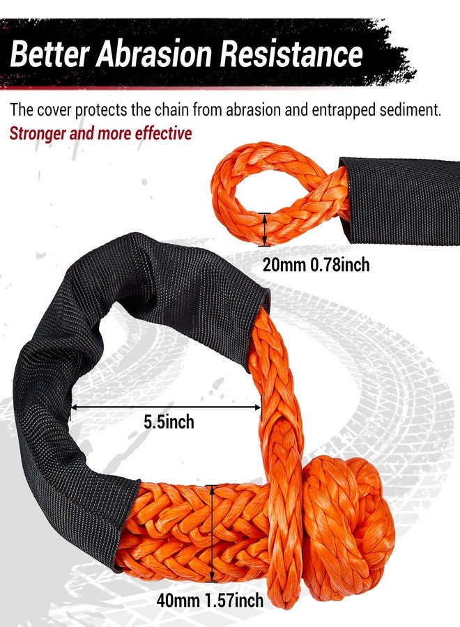 Gedlex Soft Shackle & Recovery Ring Set 2pcs 1/2"x22" Synthetic Winch Rope 56,000lbs Breaking Strength, 1pcs Ring for ATV UTV SUV Truck Offroad Vehicle Orange - Image 2