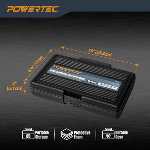 POWERTEC Router Guide, Router Bushing Guide Set, Router Template Guide 10 Pcs w/Storage Case, Fits Porter Cable Style Router Sub Base Plate. Size 5/16" to 1" Router Inlay Kit for Woodworking (71051K) - Image 4