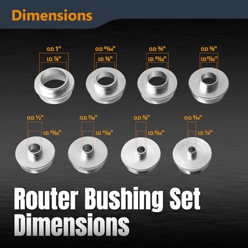 POWERTEC Router Guide, Router Bushing Guide Set, Router Template Guide 10 Pcs w/Storage Case, Fits Porter Cable Style Router Sub Base Plate. Size 5/16" to 1" Router Inlay Kit for Woodworking (71051K) - Image 3