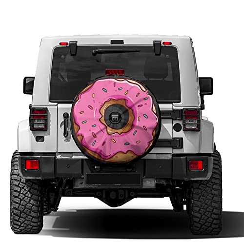 Delerain Spare Tire Cover with Backup Camera Hole Pink Donut Wheel Covers Waterproof DustProof UV Sun Universal Fit for RV Trailer RV SUV Truck 18 Inch for Diameter 3234 - Image 1