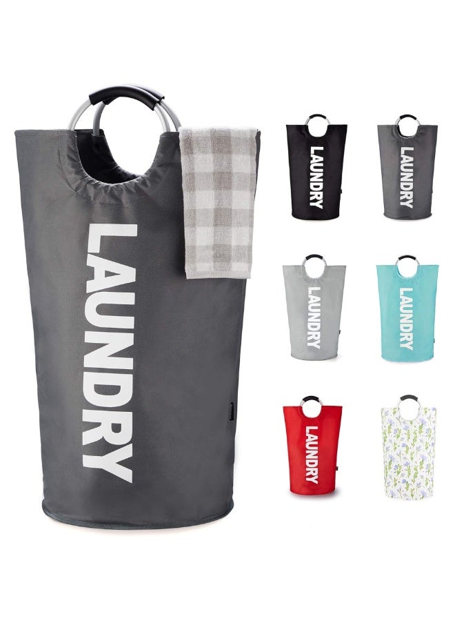 Taizz Ventures 90L Laundry Basket – Waterproof Collapsible Hamper with Padded Handles, 15"x15"x31", Portable Clothes Bin – Stands Up, Lightweight, for Home Dorm, Dark Grey  - Image 1