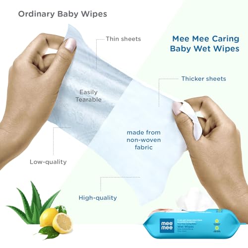 Mee Mee Wet Wipes for Baby Skin with lemon & Aloe Vera | 72 Wipes x Pack of 3-216 Wipes | Paraben Free, Fragrance Free, pH Balanced, Dermatologically Safe, Baby Wipes Combo - Image 2