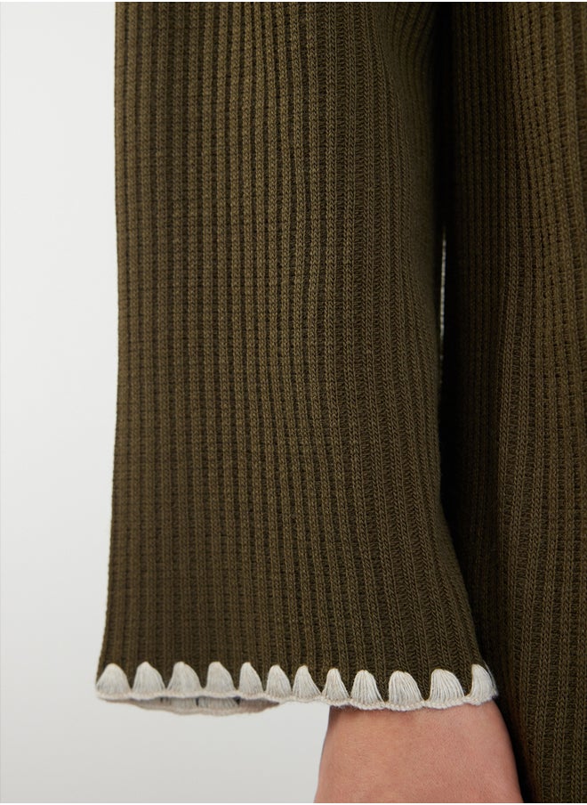 trendyol Khaki Stitching Detailed Long Knitwear Dress TCTAW25EB00001  - Image 4