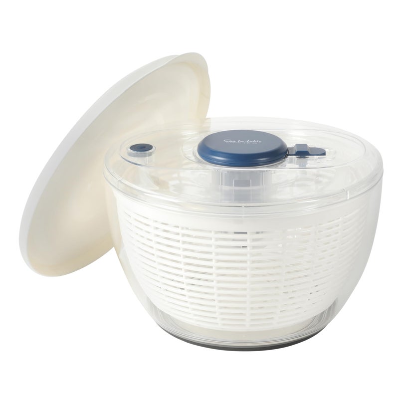 Sur La Table Kitchen Essential 6.3 Qt Salad Spinner, Fruit Wahser, Fruit Washing Bowl with Strainer, Vegertable Cleaner, Salad Cleaner, Lettuce Washer - Navy Blue - Image 1