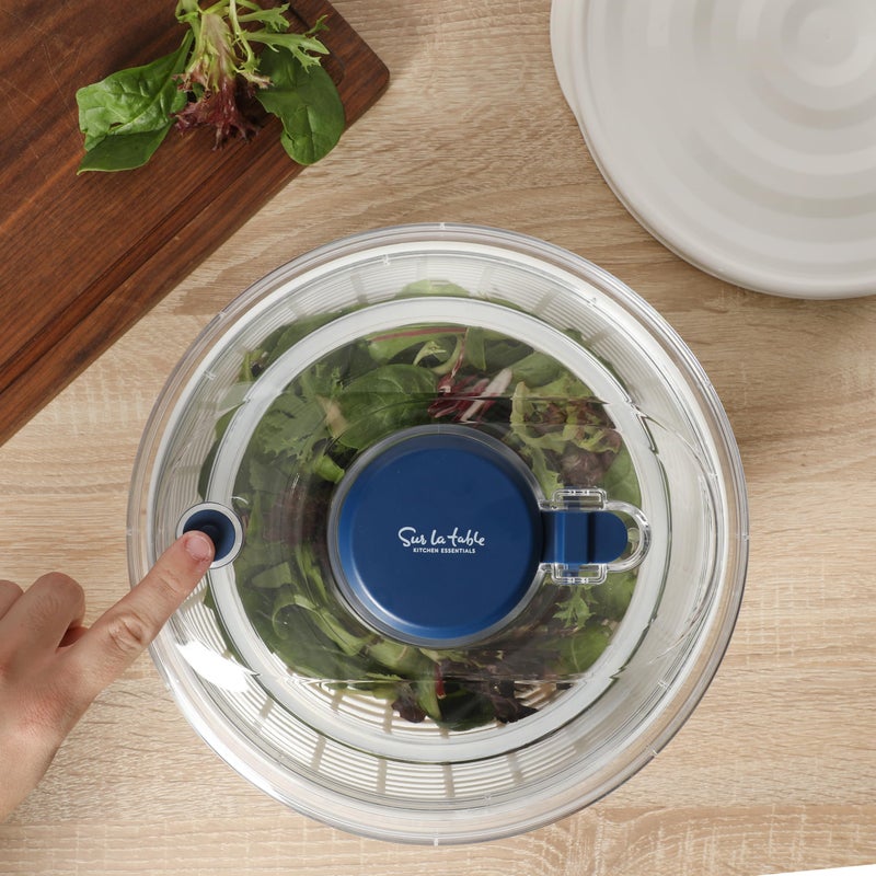 Sur La Table Kitchen Essential 6.3 Qt Salad Spinner, Fruit Wahser, Fruit Washing Bowl with Strainer, Vegertable Cleaner, Salad Cleaner, Lettuce Washer - Navy Blue - Image 4