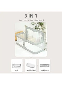 LIMOS Baby Bedside Sleeper 3 in 1 Folding Portable Crib Breathable And Visible Mesh Window Aluminum Alloy  - Image 5