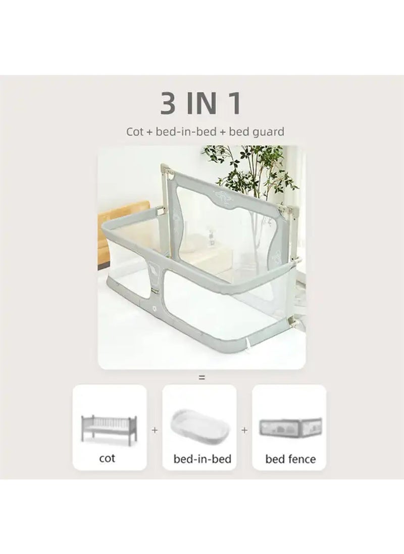 LIMOS Baby Bedside Sleeper 3 in 1 Folding Portable Crib Breathable And Visible Mesh Window Aluminum Alloy  - Image 5