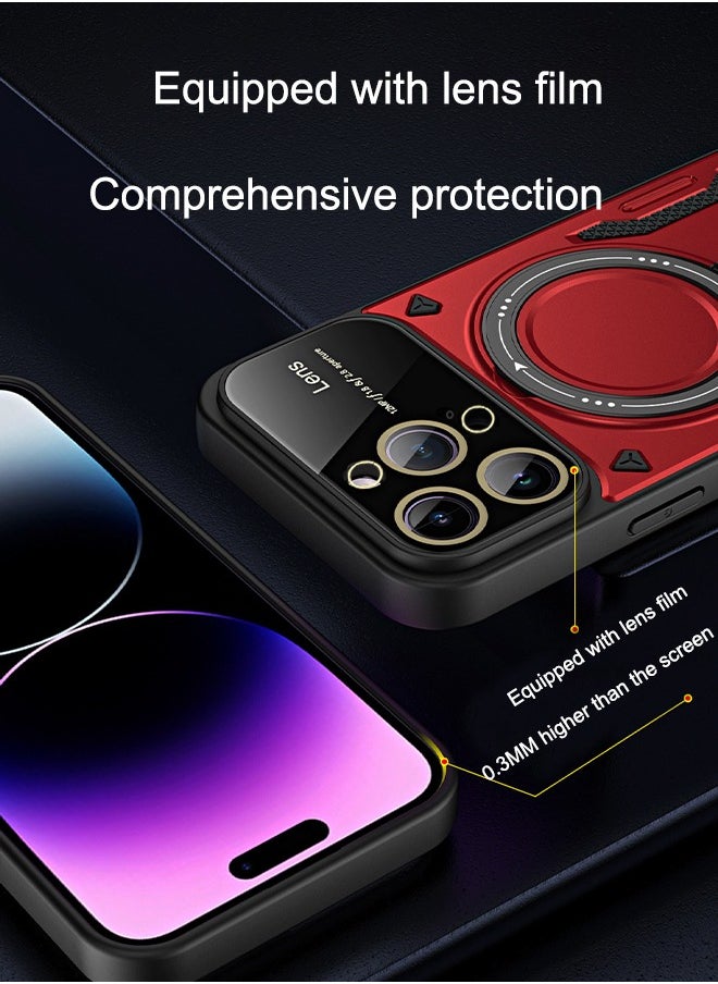 Generic - iPhone 15 Pro MagSafe Case Cover Camera Len Protector Protection with Magnetic Wireless Charging Back Invisible Ring Stand Phone Holder Kickstand Cell Comfortable Hold Shockproof Accessory - Image 1