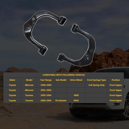 HHCM Front Upper Control Arm Kit 2pc K640609 K640610 for Toyota Tacoma 1995-2004 4WD & 2000-2004 Pre Runner RWD, Suspension Control Arm Upper Kit for Toyota 4Runner 1996 1997 1998 1999 2000 2001 2002 - Image 2