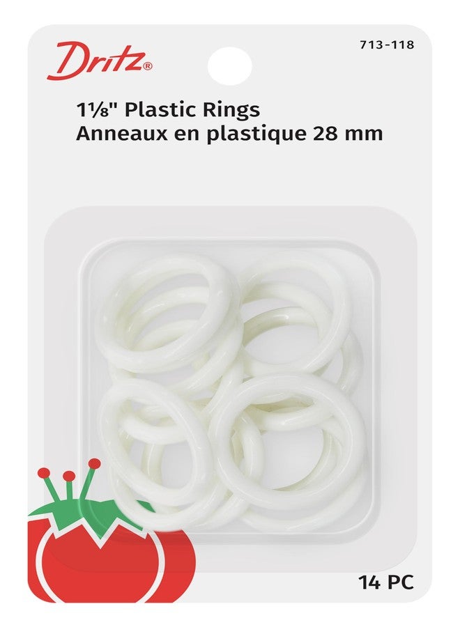 Dritz 1-1/8" Plastic Rings, 14 Count, White - Image 1