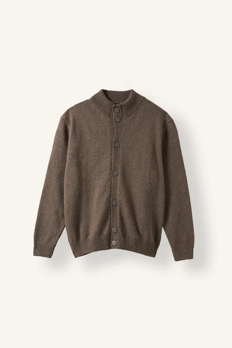Standard Fit Stand Collar Basic Knit Cardigan