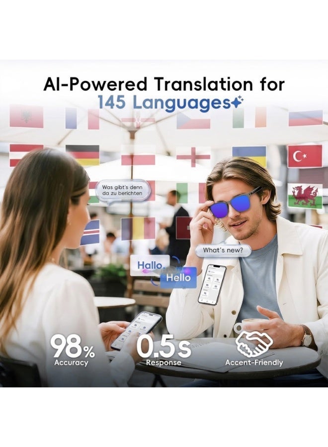 AustX  نظارات شمسية ذكية بتقنية البلوتوث، نظارات صوتية بمكبرات صوت، عدسات مستقطبة حماية من الأشعة فوق البنفسجية UV400، تشغيل موسيقى بالأذن المفتوحة، تحكم باللمس - Image 4