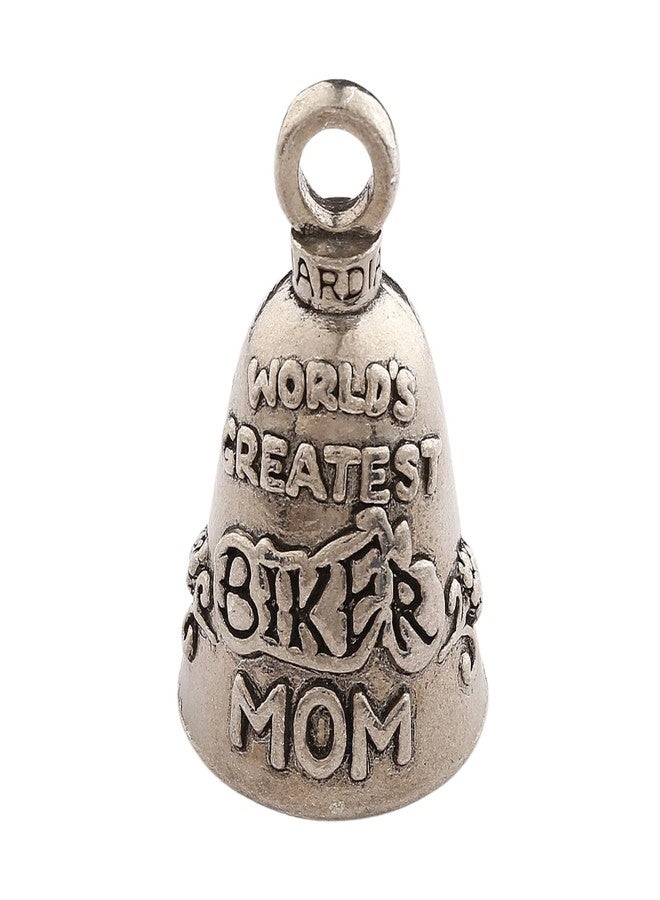 Guardian Bell Worlds Greatest Biker Mom Good Luck Bell w/Keyring & Black Velvet Gift Bag | Motorcycle Bell | Lead-Free Pewter | Good Luck Gift to Friends & Family | Bike Bell | Made in USA - Image 1