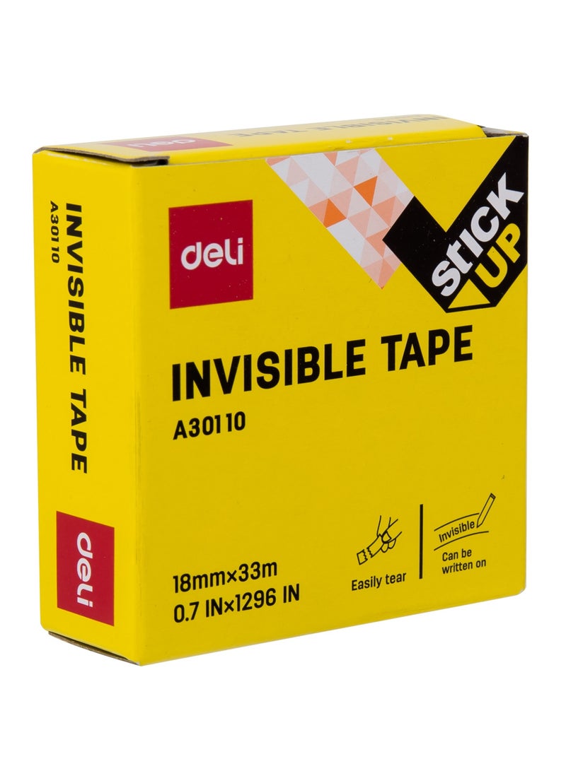 Deli EA30110 Stick Up BOPP Invisible Tape, 18mm x 33m, Non-Toxic, Low Odor, with Dispenser - Image 5