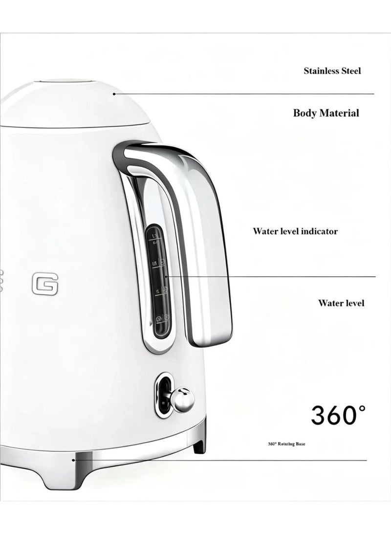 Smeg Vintage high-end temperature control 1.7L KLF03WHEU-2400W electric kettle (white) with British plug - Image 4