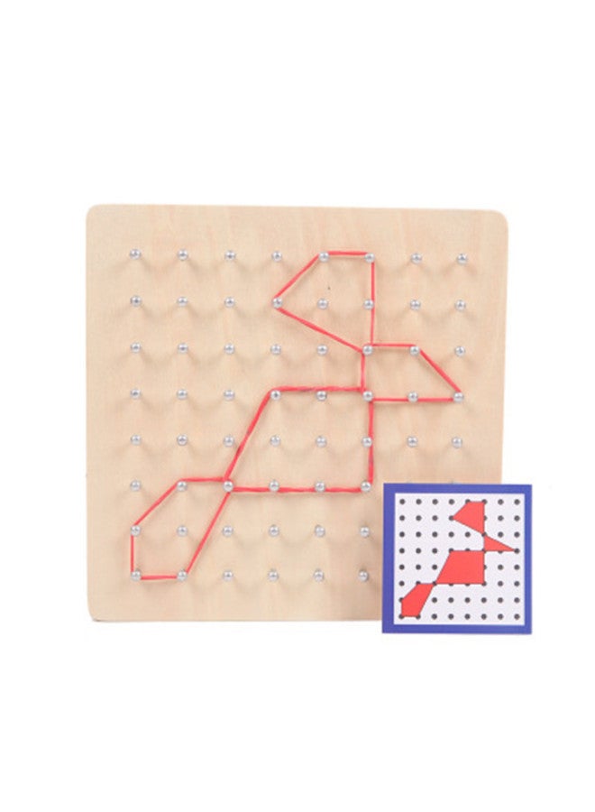Wooden Montessori Geometry Rubber Band Nail Plate Kindergarten Early Education Enlightenment Mathematics Shape Learning Aids-Color:Geometric Shape Rubber Band Nail Plate - Image 4