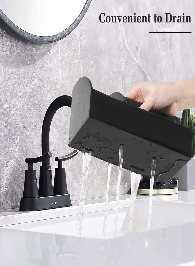 Luxspire Bathroom Counter Organizer, Toothbrush Holder for Bathroom 5 Slot, Large Bathroom Countertop Organizer Storage Marble Bathroom Accessories for Toothbrush Toothpaste, Matte Black - Image 4