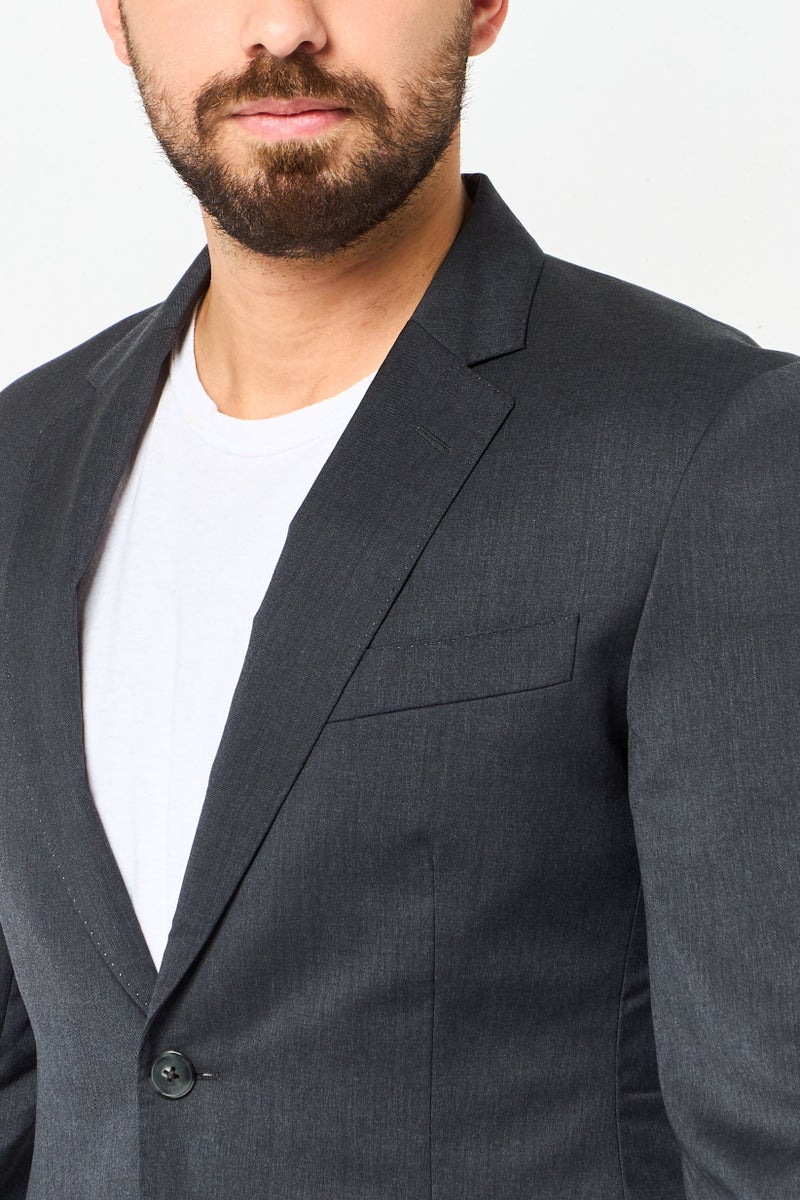 Hackett Men Regular Fit Solid Casual Blazers, Dark Grey - Image 3