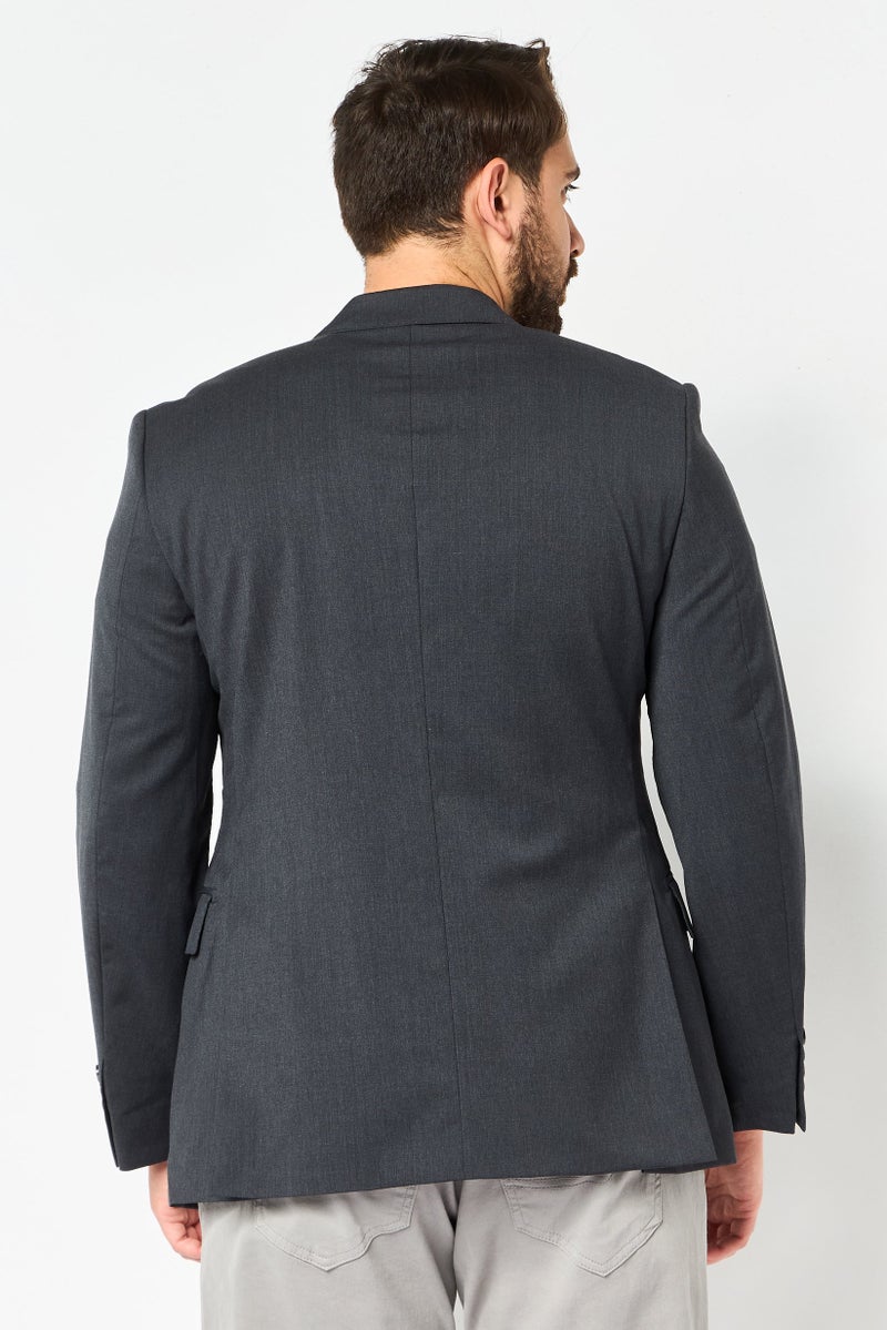 Hackett Men Regular Fit Solid Casual Blazers, Dark Grey - Image 2