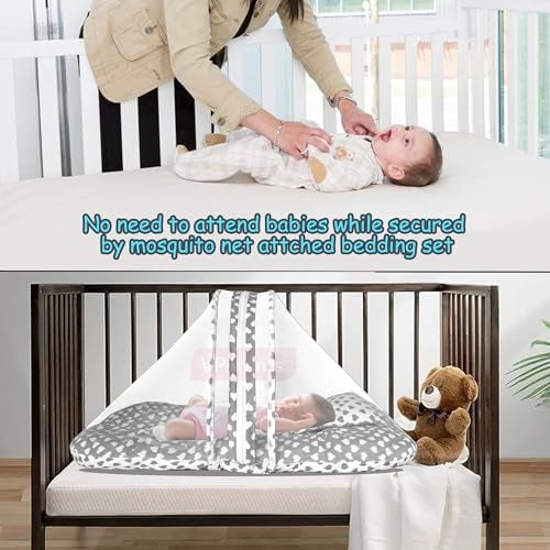 VParents Baby Bedding Set with Mosquito net Cotton, Rosy (Grey) 110649 - Image 4