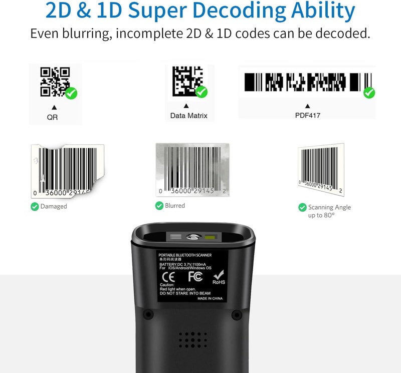 symcode Wireless Barcode Scanner with Stand, Compatible with Bluetooth,2.4GHz Wireless & Wired Connection All in one for Computer POS Warehouse Inventory Library - Image 2