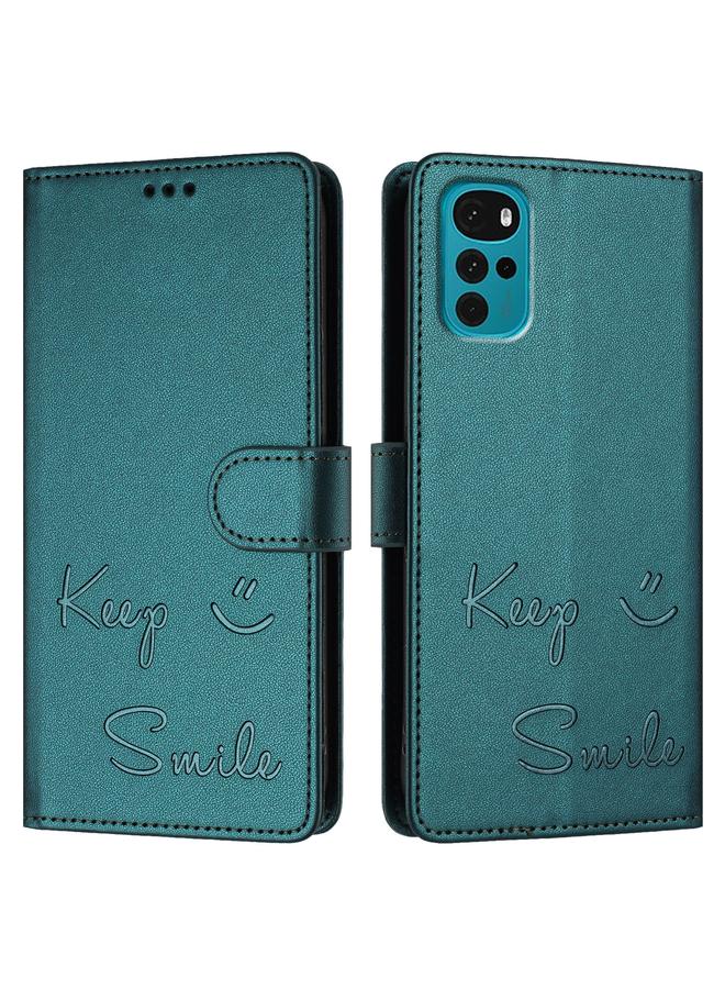 S-TOP Case For Motorola Moto G22 4G/E32s Smile Embossing RFID Leather Phone Case - Image 3