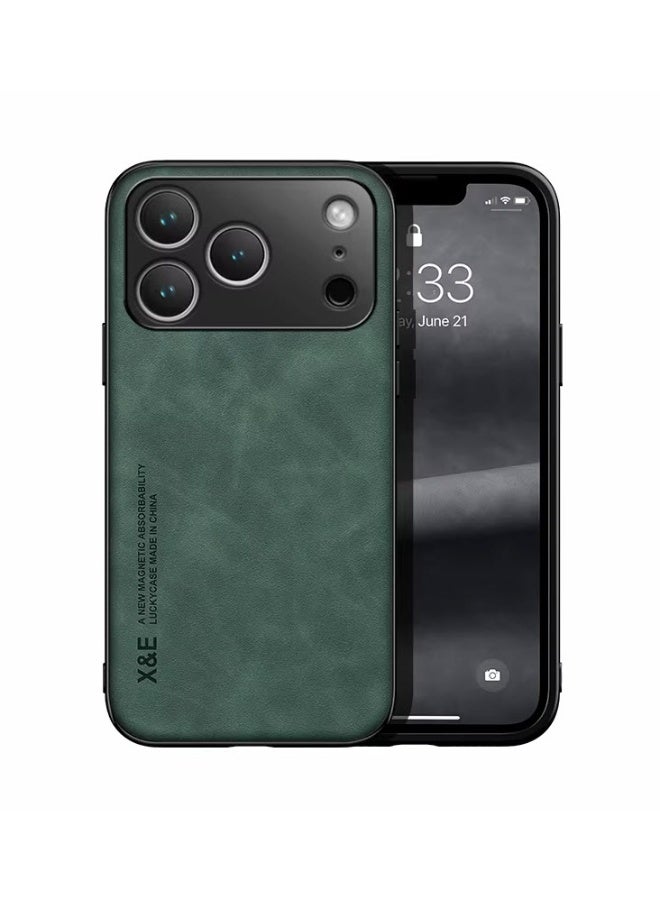 جراب حماية ايفون 17 برو ماكس من الجلد الأنيق الفاخر - زمردي - Image 1