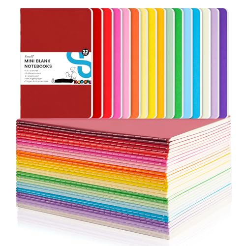 Koogel 32 Pack Small Notebooks Bulk, 3.5 x 5.5 Inch Mini Journal Pocket Notepads Set for Back To School, Colorful Cover Memo Notepad for Kids Students Office Supplies,Tiny Note Book Bulk - Image 1