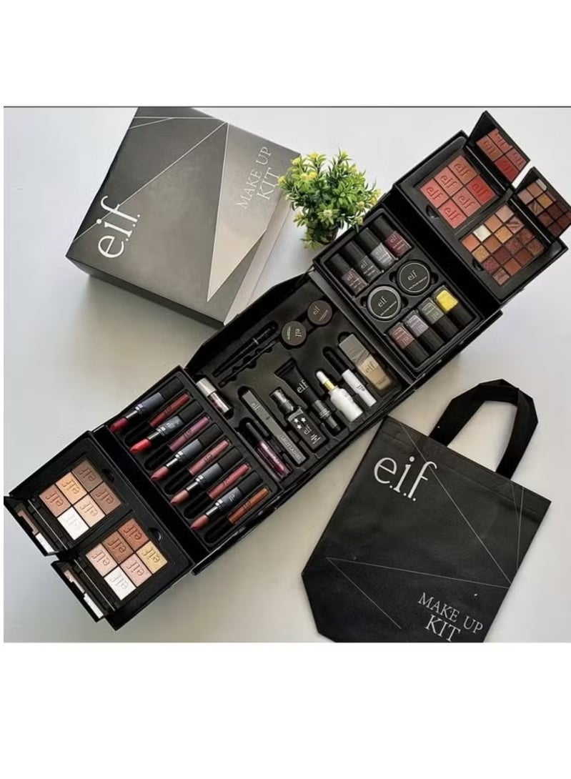 elf Complete Makeup Kit from e.l.f - 21 Pieces | Eyeshadows, Foundation, Concealer, Lipsticks, Nail Polishes, Brushes, Powder, Primer, Mascara, Eyeliner & More | Elegant Packaging – Ideal for Gifts or Daily Use - Image 1