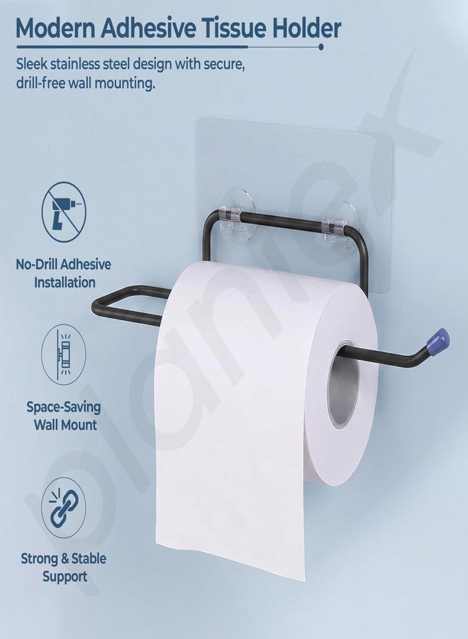 Plantex Self Adhesive GI Steel Toilet Paper Holder Self Adhesive/Toilet Paper Roll Holder/Tissue Paper Roll Holder for Bathroom (Black - Pack of 2) - Image 2