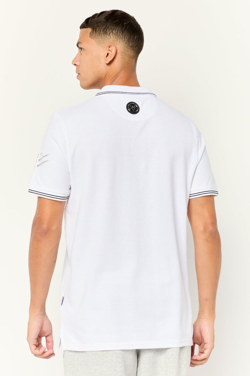 PHILIPP PLEIN Plein Sport Men Sportswear Fit Short Sleeve Outdoor Polo Shirts, White - Image 4