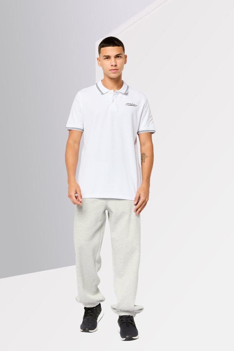 PHILIPP PLEIN Plein Sport Men Sportswear Fit Short Sleeve Outdoor Polo Shirts, White - Image 2