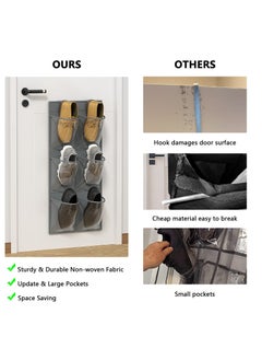 Generic 2 Pack 12 Over the Door Shoe Organizer, Closet Door Hanging Shoe Rack Crystal Pockets Narrow Shoe Holder with Adhesive Strips, Wall Mounted Shoes Rack for Camper RV No Drilling  - Image 4