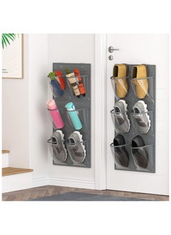 Generic 2 Pack 12 Over the Door Shoe Organizer, Closet Door Hanging Shoe Rack Crystal Pockets Narrow Shoe Holder with Adhesive Strips, Wall Mounted Shoes Rack for Camper RV No Drilling  - Image 1