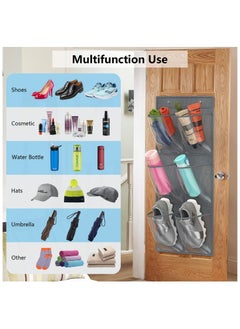 Generic 2 Pack 12 Over the Door Shoe Organizer, Closet Door Hanging Shoe Rack Crystal Pockets Narrow Shoe Holder with Adhesive Strips, Wall Mounted Shoes Rack for Camper RV No Drilling  - Image 2