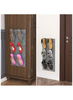 Generic 2 Pack 12 Over the Door Shoe Organizer, Closet Door Hanging Shoe Rack Crystal Pockets Narrow Shoe Holder with Adhesive Strips, Wall Mounted Shoes Rack for Camper RV No Drilling  - Image 5