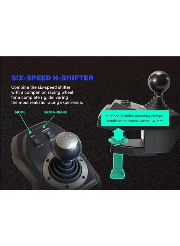 megacom ميجاكوم M111 عجلة قيادة سباق 270/900 درجة، 10 بوصة، بذراع تبديل، 3 دواسات، ناقل حركة 6 سرعات، متوافقة مع منصات متعددة للكمبيوتر، بلاي ستيشن 4، بلاي ستيشن 5، إكس360، إكس بوكس ون، وكونسول سويتش - Image 3