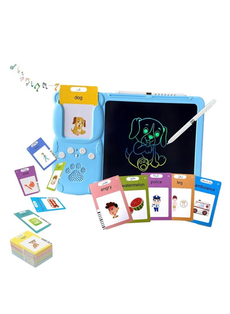 Early Childhood Education Drawing Board, 255 Arabic English Voice Flashcards,510 contentsLearn words toys， Talking Flashcards with Sound Effects, LCD Writing Board Education LearningDrawing board - Image 1