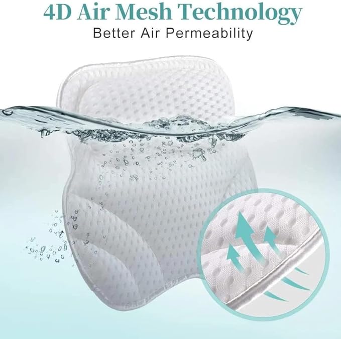 Limux Luxury Bath Pillow Cushion Ergonomic pillow with 4D Air Mesh Technology and 6 Suction Cups Helps Support Head Neck Back Shoulder Fits All Bathtub Hot Tub and Home Spa UK brand