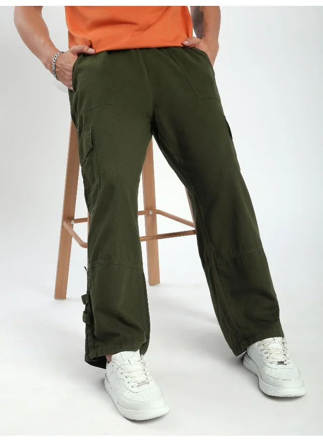 بيونغ Crocodile Green Zippered Cargo Pants