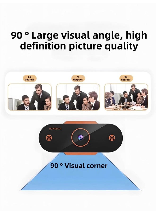 Generic - Computer Camera Desktop Home Notebook USB External Live HD With Microphone Microphone Integrated External-Color:Upgraded Version-orange★Full Hd 1080p [autofocus + Built-in Microphone] Comes With Triangular Stand - Image 1
