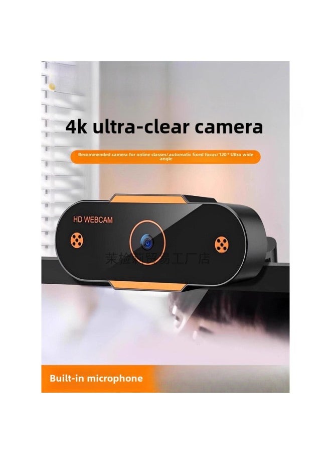 Generic - Computer Camera Desktop Home Notebook USB External Live HD With Microphone Microphone Integrated External-Color:Upgraded Version-orange★Full Hd 1080p [autofocus + Built-in Microphone] Comes With Triangular Stand - Image 1