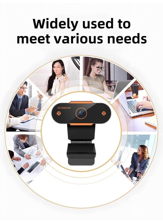 Generic - Computer Camera Desktop Home Notebook USB External Live HD With Microphone Microphone Integrated External-Color:Upgraded Version-orange★Full Hd 1080p [autofocus + Built-in Microphone] Comes With Triangular Stand - Image 1