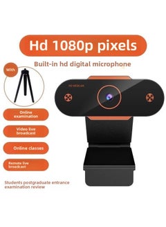 Computer Camera Desktop Home Notebook USB External Live HD With Microphone Microphone Integrated External-Color:Upgraded Version-orange★Full Hd 1080p [autofocus + Built-in Microphone] Comes With Triangular Stand
